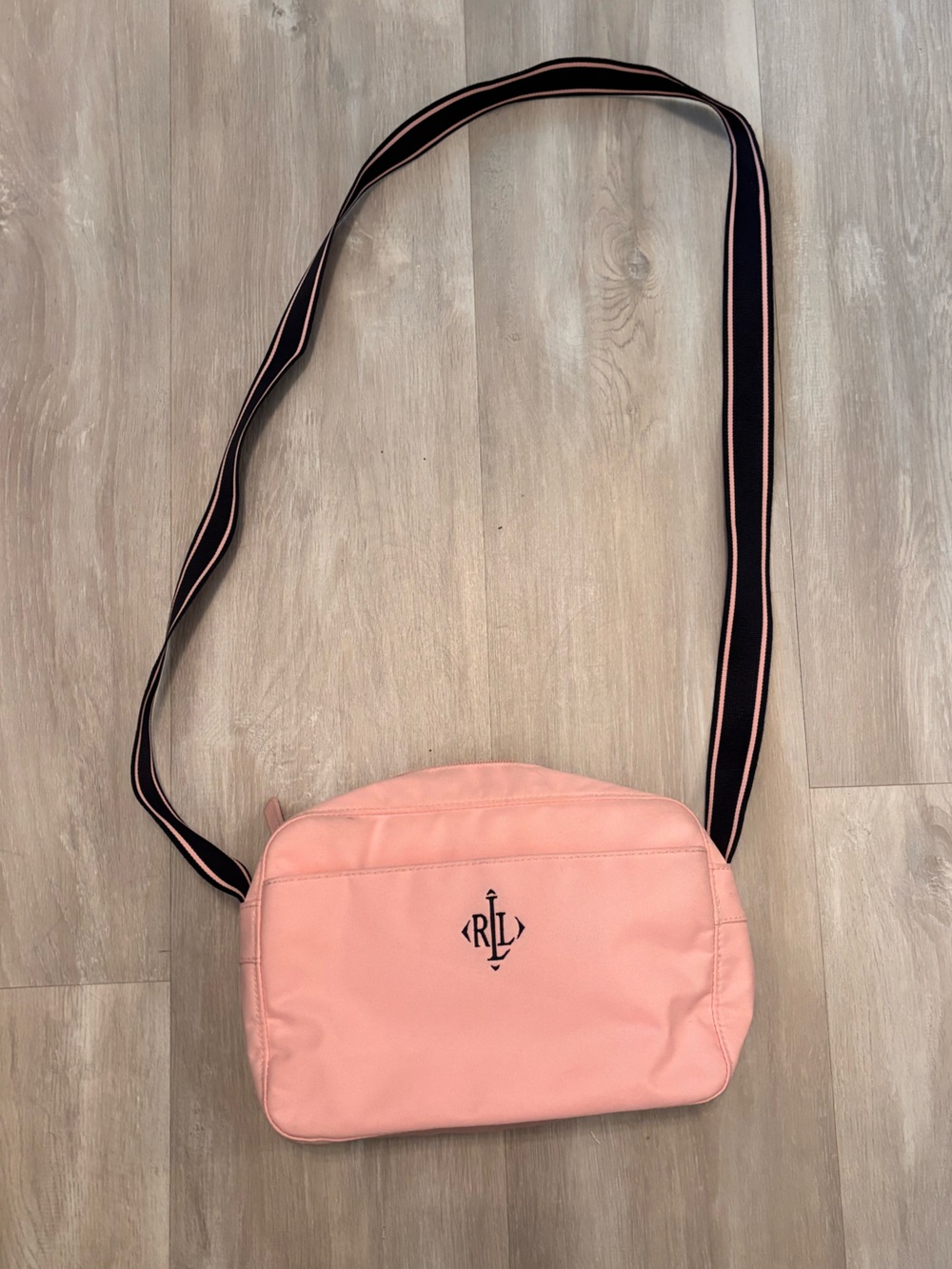 Lauren Ralph Lauren Pink Crossbody Messenger Bag with Striped Strap VINTAGE